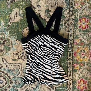 Women's Zebra Print Cross Neck Michael Kors Blouse